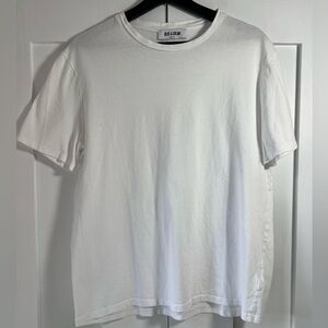 Blue & Cream Smooth Tee White | Cotton Modal Tee